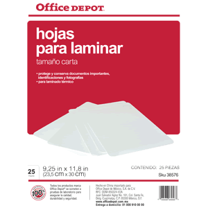 MICA TERMICA OFFICE DEPOT (25 PZAS., CARTA)  Micas 