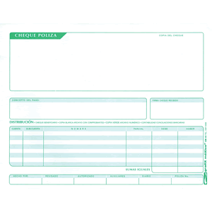 POLIZA DE CHEQUE 1/2 OFICIO 3 PAQUETES CON 22 PIEZ 