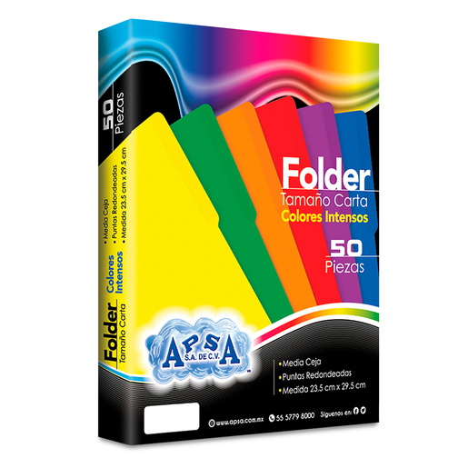 Folders Carta con Media Ceja APSA Morado 50 piezas | Office Depot Mexico