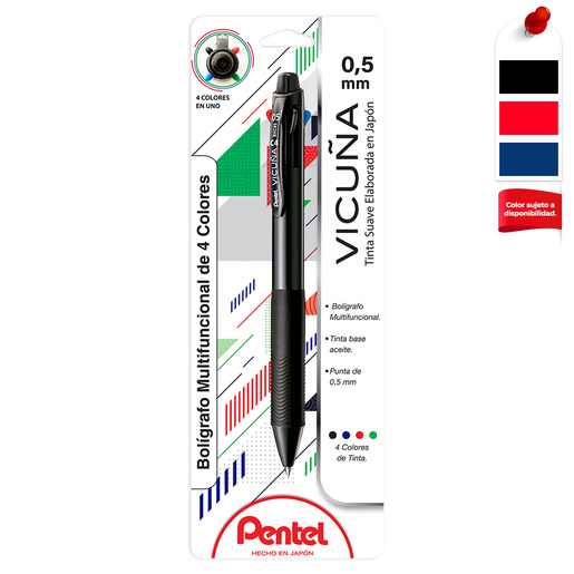 Pluma Retráctil 4 en 1 Bic 4 Color Punto mediano Tinta negra roja azul  verde 1 pieza