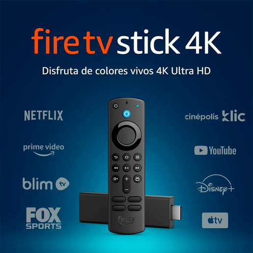 Adaptador para Streaming  Fire Stick TV 2nd Gen 4K Ultra HD con Alexa  - Negro