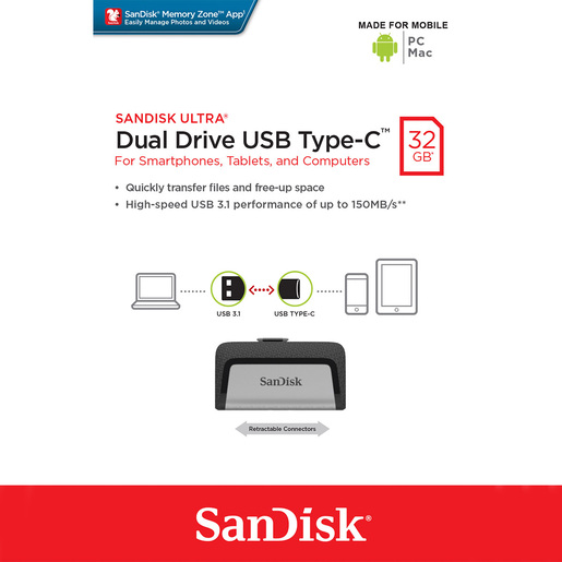 Memoria USB SanDisk Ultra Dual Drive 32gb USB 3.1 USB Tipo C