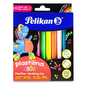 Barras de Plastilina Lavable Pelikan Neón / Colores surtidos / 10 piezas / 180 gr