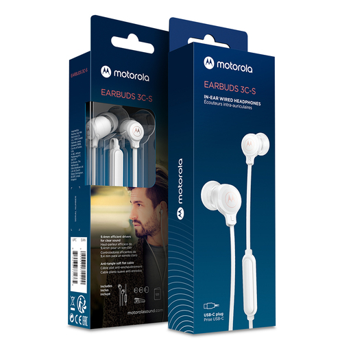 Audífonos Motorola Earbuds 3-S In ear Plug  mm Cable plano Blanco | Office  Depot Mexico