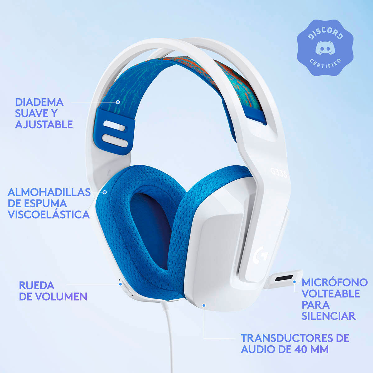 Audífonos Gamer Logitech G G335  mm Laptop PC Mac Smartphone Tablet  PlayStation Xbox Blanco | Office Depot Mexico