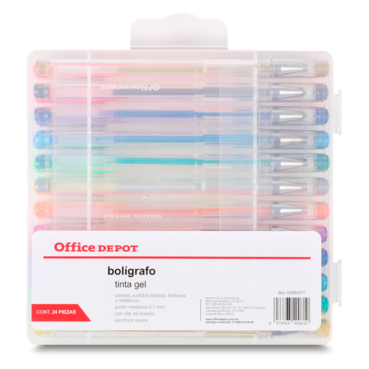 Plumas de Gel Office Depot Shine Punto mediano Tinta con brillos colores  surtidos 12 piezas