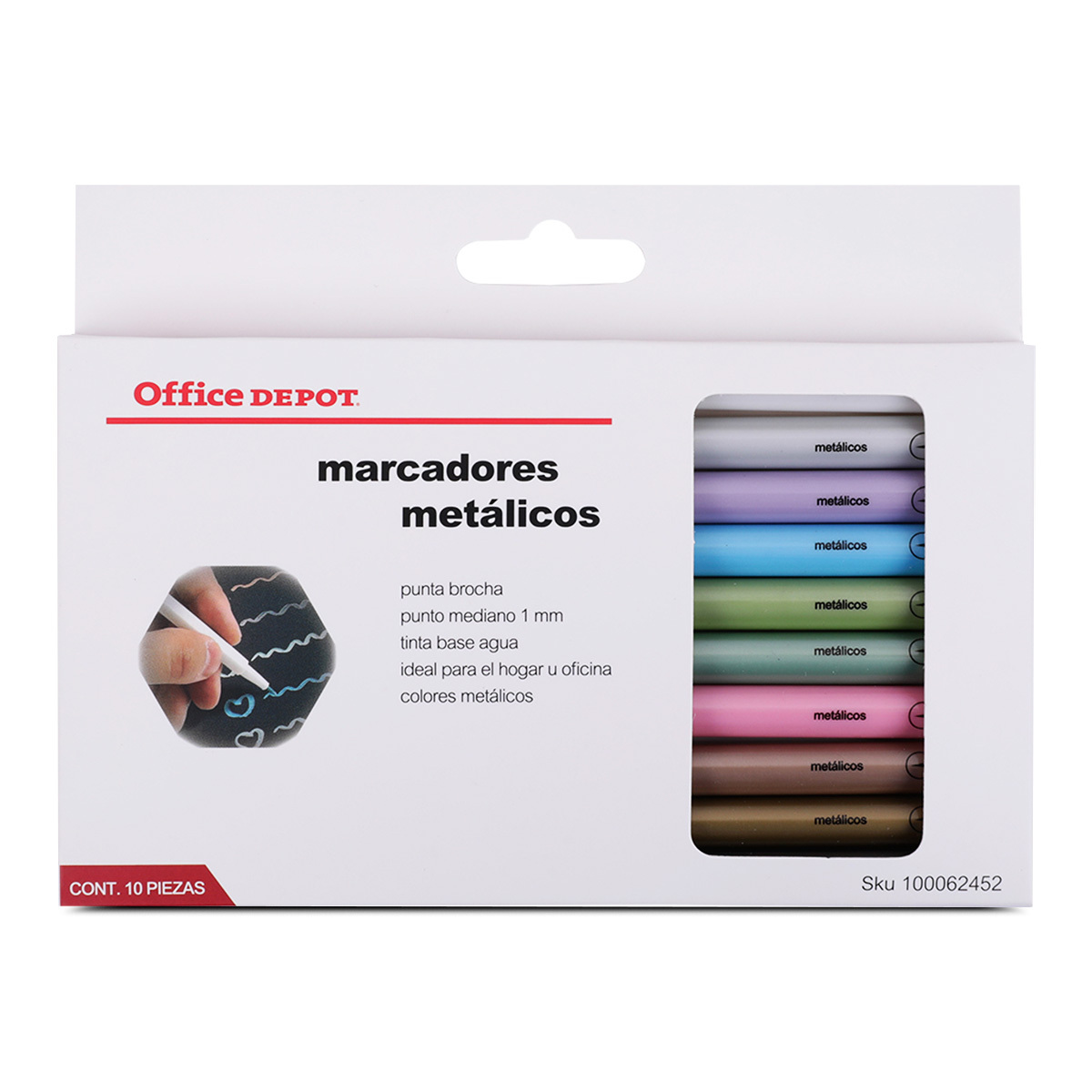 Marcadores Metálicos Office Depot Punta Brocha 12 piezas | Office Depot  Mexico