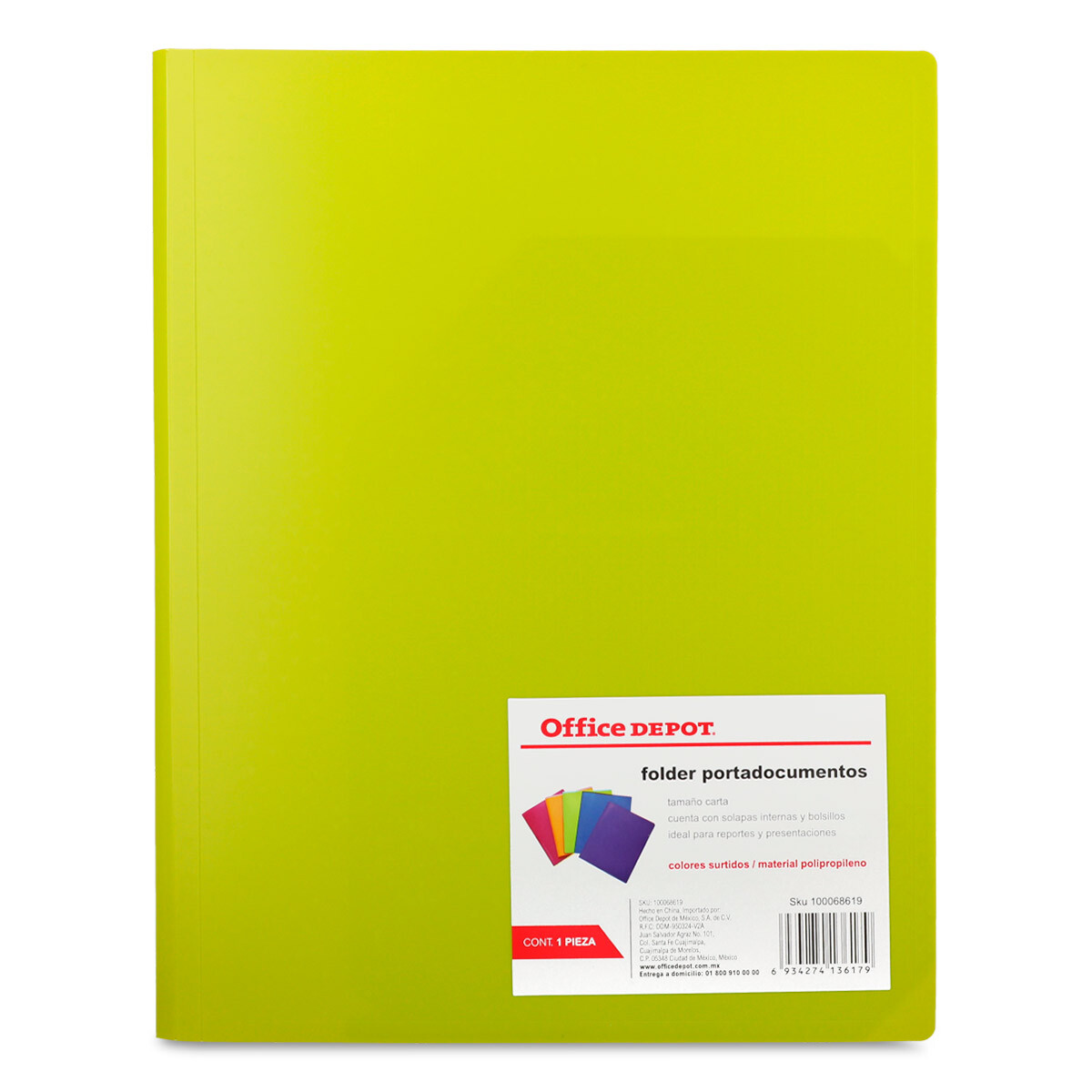 Folder Carta de Plástico Office Depot Colores surtidos | Office Depot Mexico