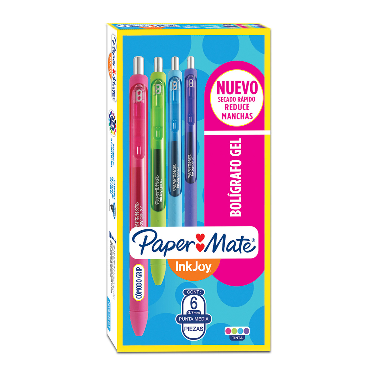 Plumas de Gel Retráctiles Paper Mate InkJoy Punto mediano Tinta colores  surtidos 6 piezas | Office Depot Mexico