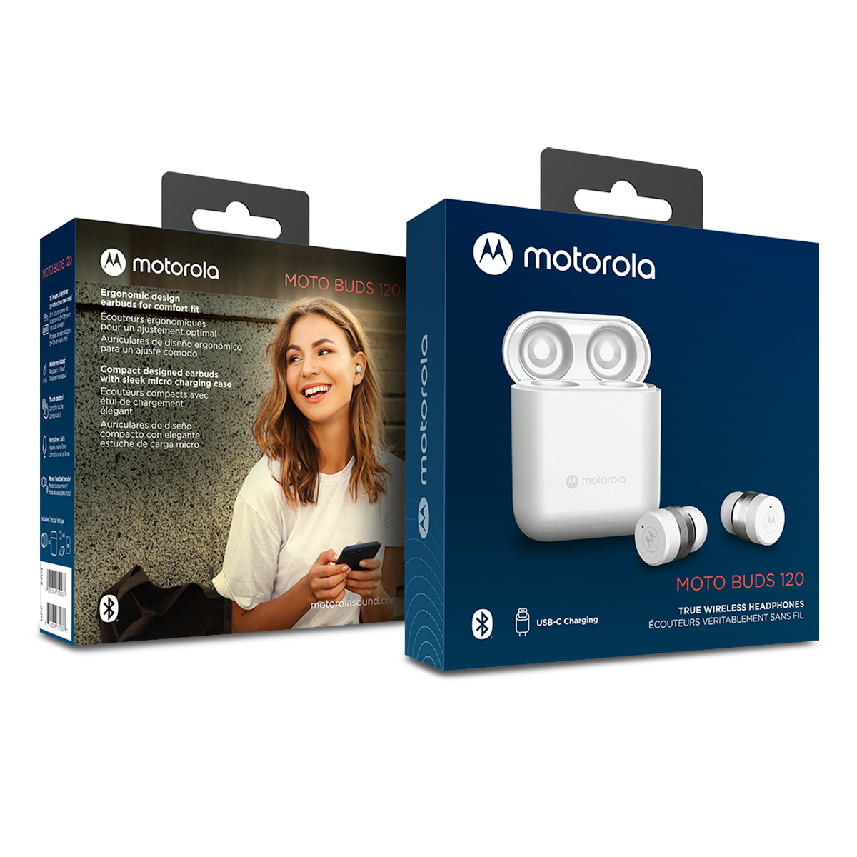 Audífonos Bluetooth Inalámbricos Motorola Moto Buds 120 WH In ear True  Wireless Blanco | Office Depot Mexico