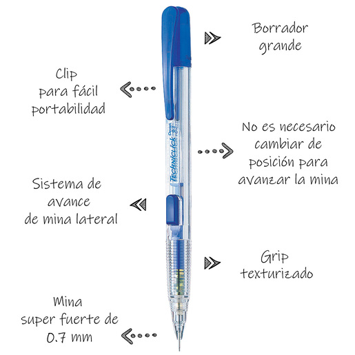 Lapicero Automático TechniClick 0.7 mm Azul y Violeta