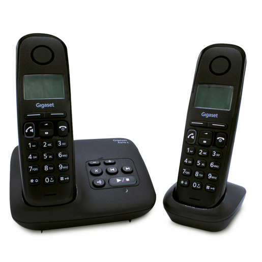  Gigaset E630A Duo - Teléfono fijo duradero con contestador, 1  teléfono adicional incluido, resistente a salpicaduras de agua y polvo, teléfono  inalámbrico para artesanos y mecánicos (negro, paquete de 2) 