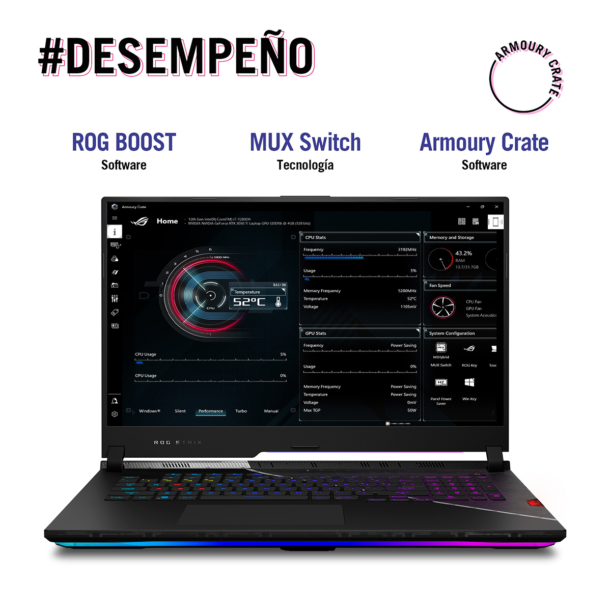 Laptop Gamer Asus ROG Strix SCAR 17 GeForce RTX 3080 Ti Intel Core i9 12da  Gen  Pulg. 1tb SSD 32gb RAM Negro | Office Depot Mexico