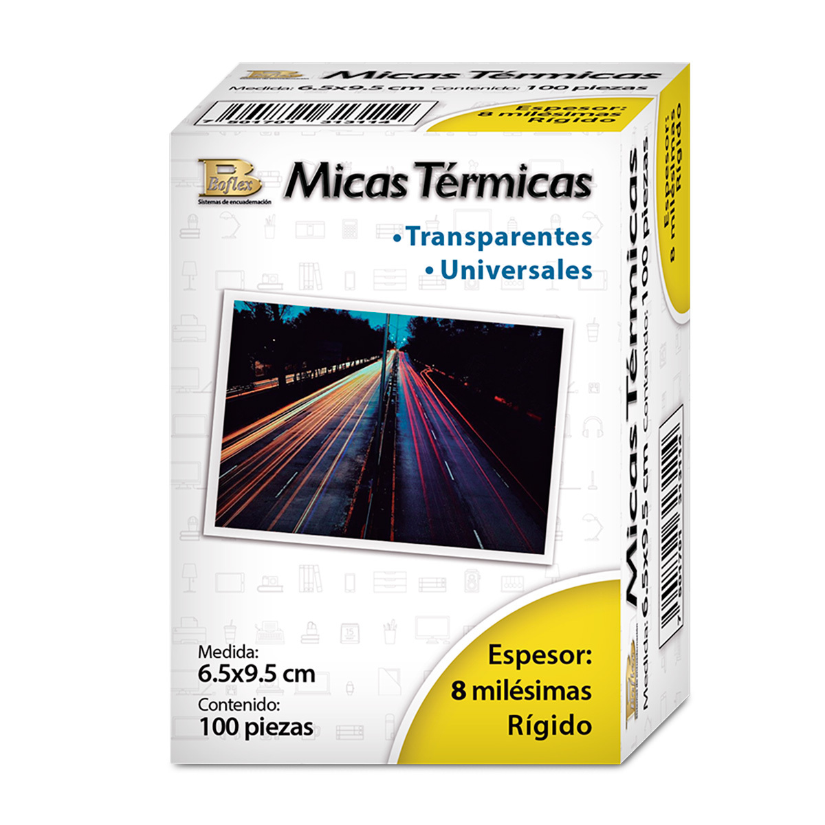 Micas Térmicas Transparentes Boflex  x  cm 8 mil 100 piezas | Office  Depot Mexico