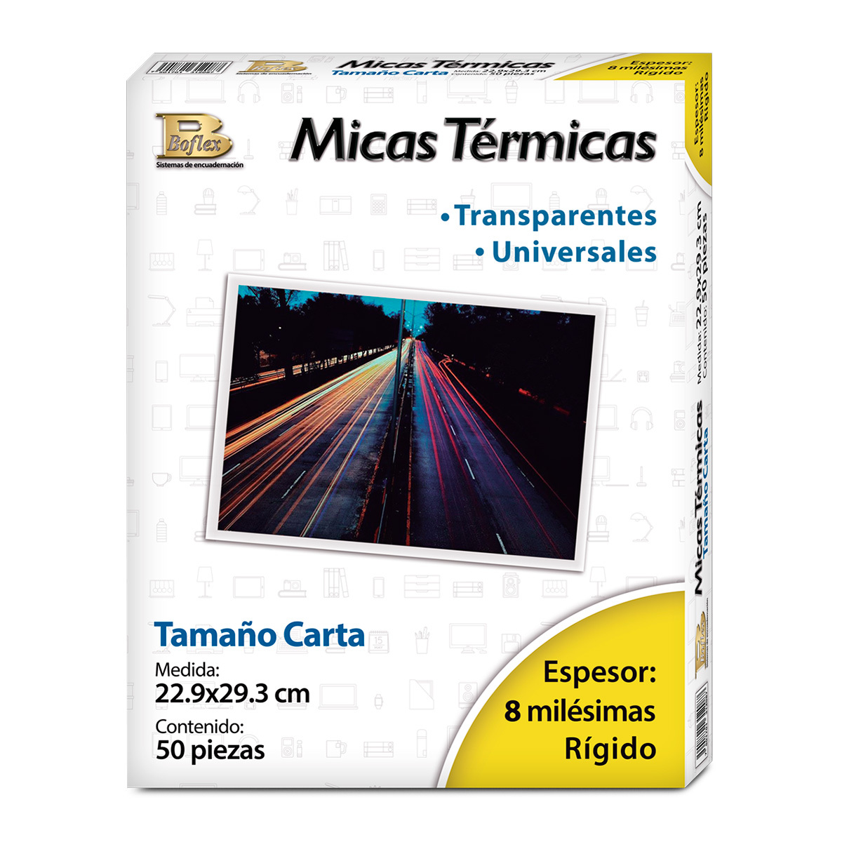 Micas Térmicas Transparentes Boflex Carta 8 mil 50 piezas | Office Depot  Mexico