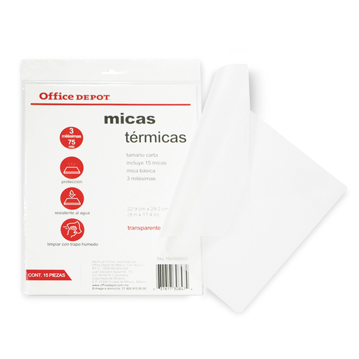 Micas Térmicas Transparentes Office Depot Carta 3 mil 15 piezas | Office  Depot Mexico