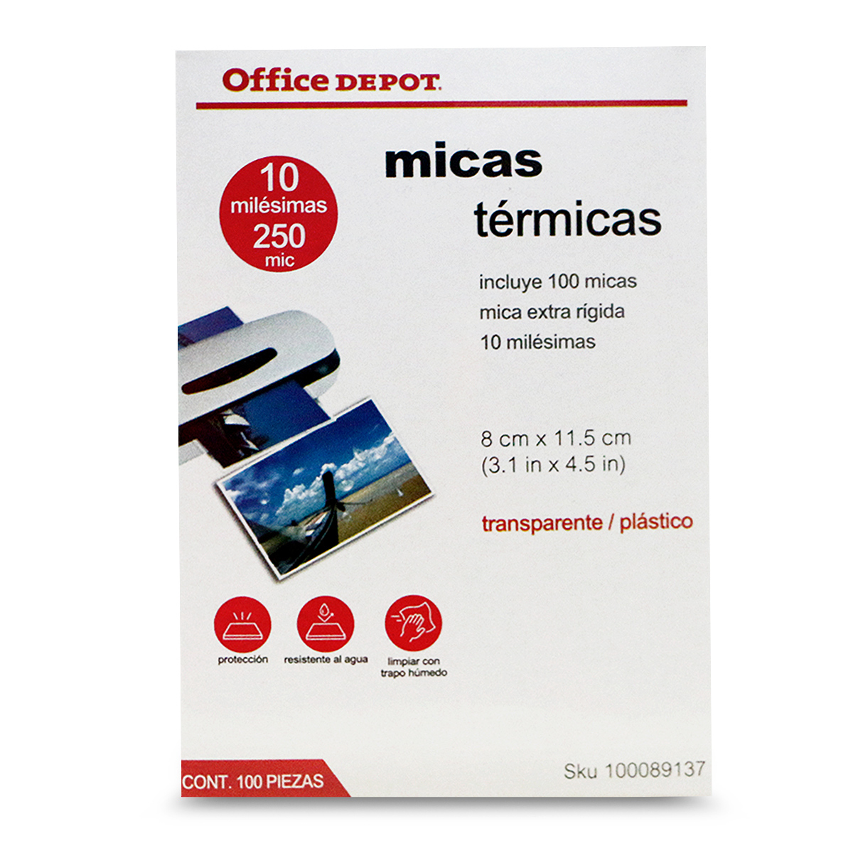 Micas Térmicas Transparentes Office Depot 8 x  cm 10 mil 100 piezas | Office  Depot Mexico