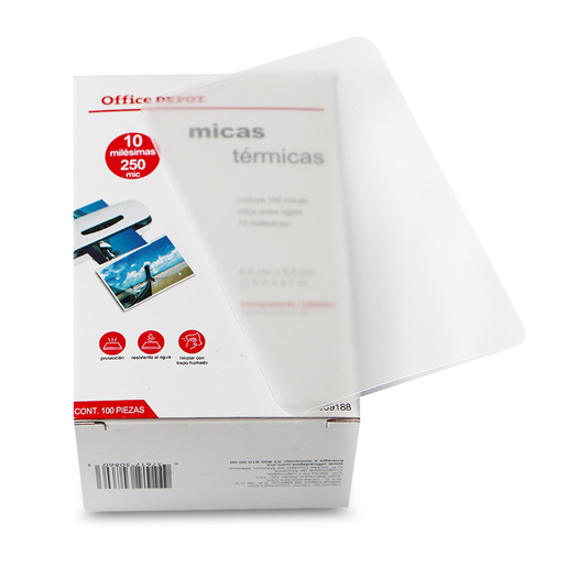 Micas Térmicas Transparentes Office Depot / 6.5 x 9.5 cm / 10 mil / 100 piezas