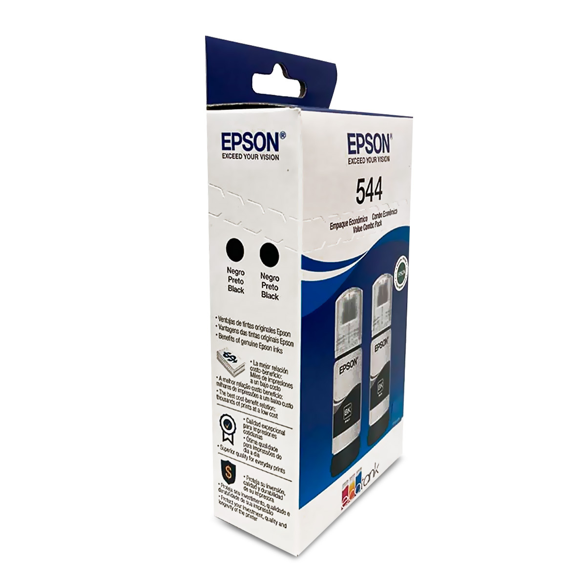 Botellas de Tinta Epson T544 T544120-2P Negro 4500 páginas EcoTank 2 piezas  | Office Depot Mexico