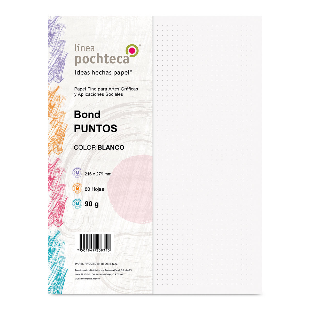 Papel Bond Punteado Pochteca Carta 80 hojas Blanco | Office Depot Mexico