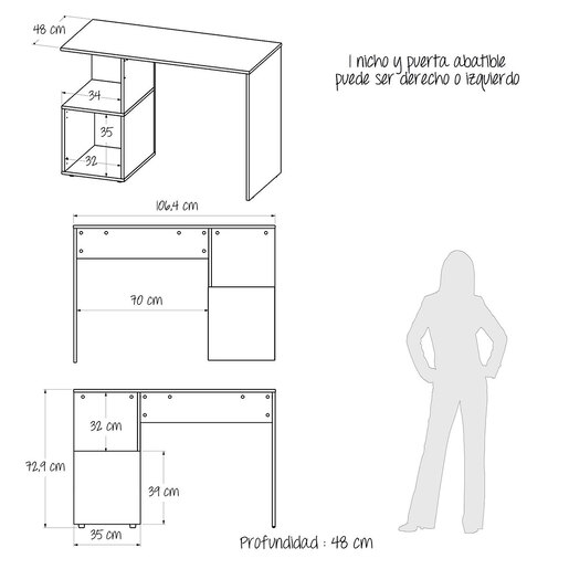 Escritorio Minimalista para Oficina Maderkit M01720ES-GSWE Madera Galés  Melamina | Office Depot Mexico