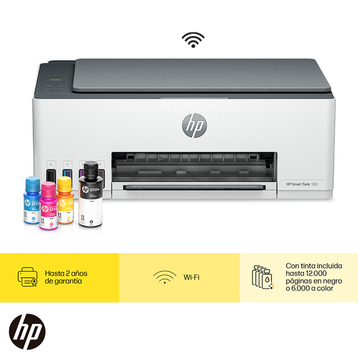 Impresora multifuncional HP Smart Tank 580 color wifi bluetooth