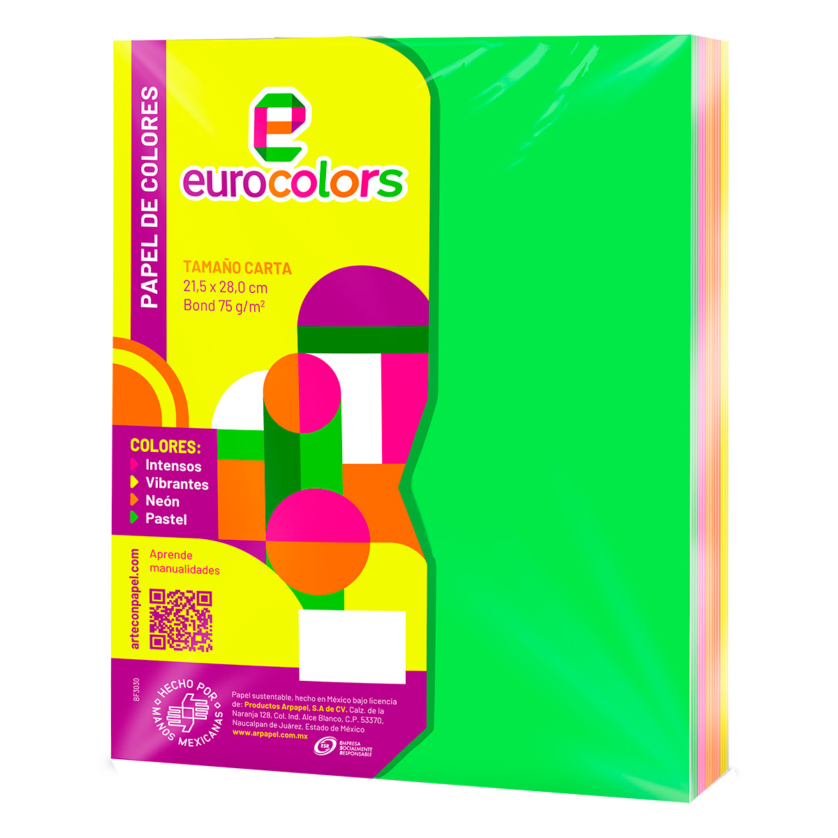 Papel Bond Carta Eurocolors Colores Neón 100 hojas | Office Depot Mexico