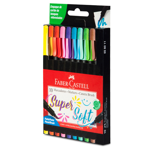 Plumones Super soft Faber Castell punta pincel - 50 unidades