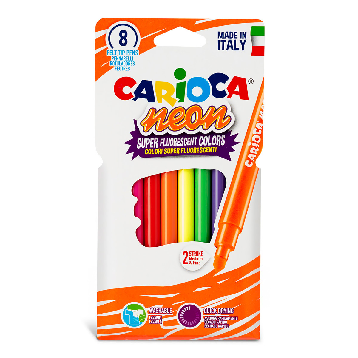 CARIOCA Set de 8 Rotuladores NEON Lavables · DONIA