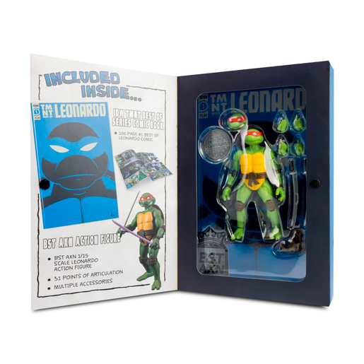 Tortugas Ninja Figura Leonardo y Cómic 13 cm