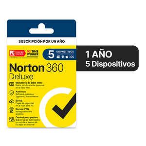 Antivirus Norton 360 Deluxe Licencia 1 año 5 dispositivos