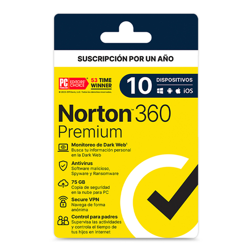 Antivirus Norton 360 Premium Licencia 1 año 10 dispositivos 