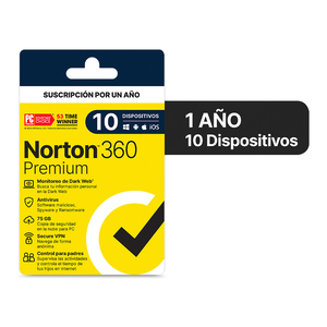 Antivirus Norton 360 Premium Licencia 1 año 10 dispositivos 