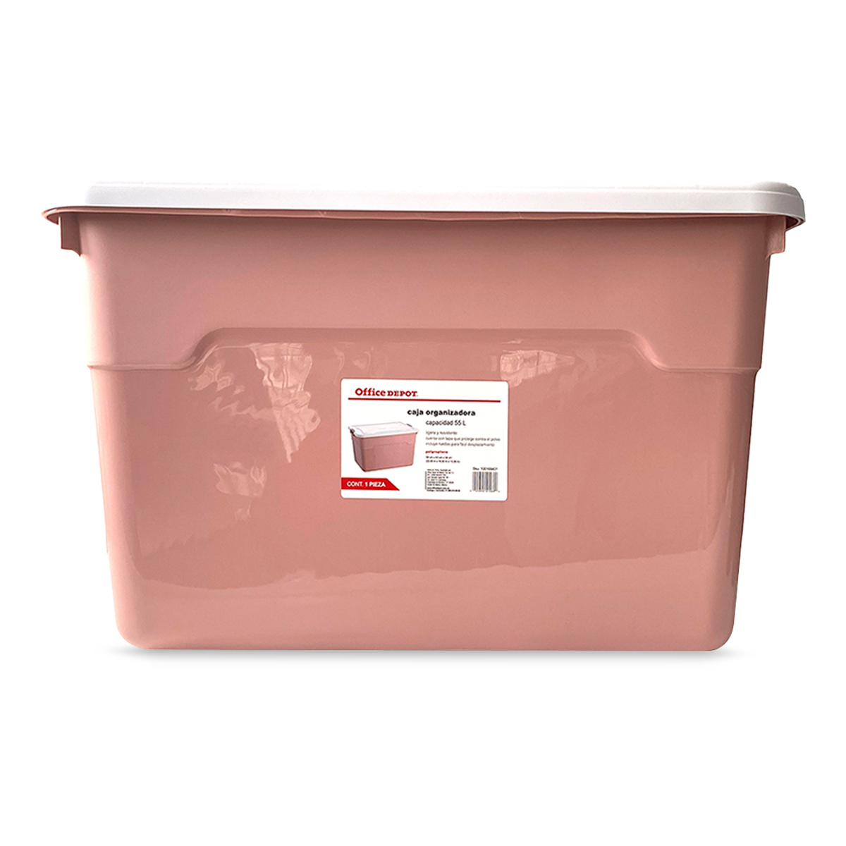 Caja de Plástico Con Ruedas Office Depot Uso Rudo 55 L Rosa 