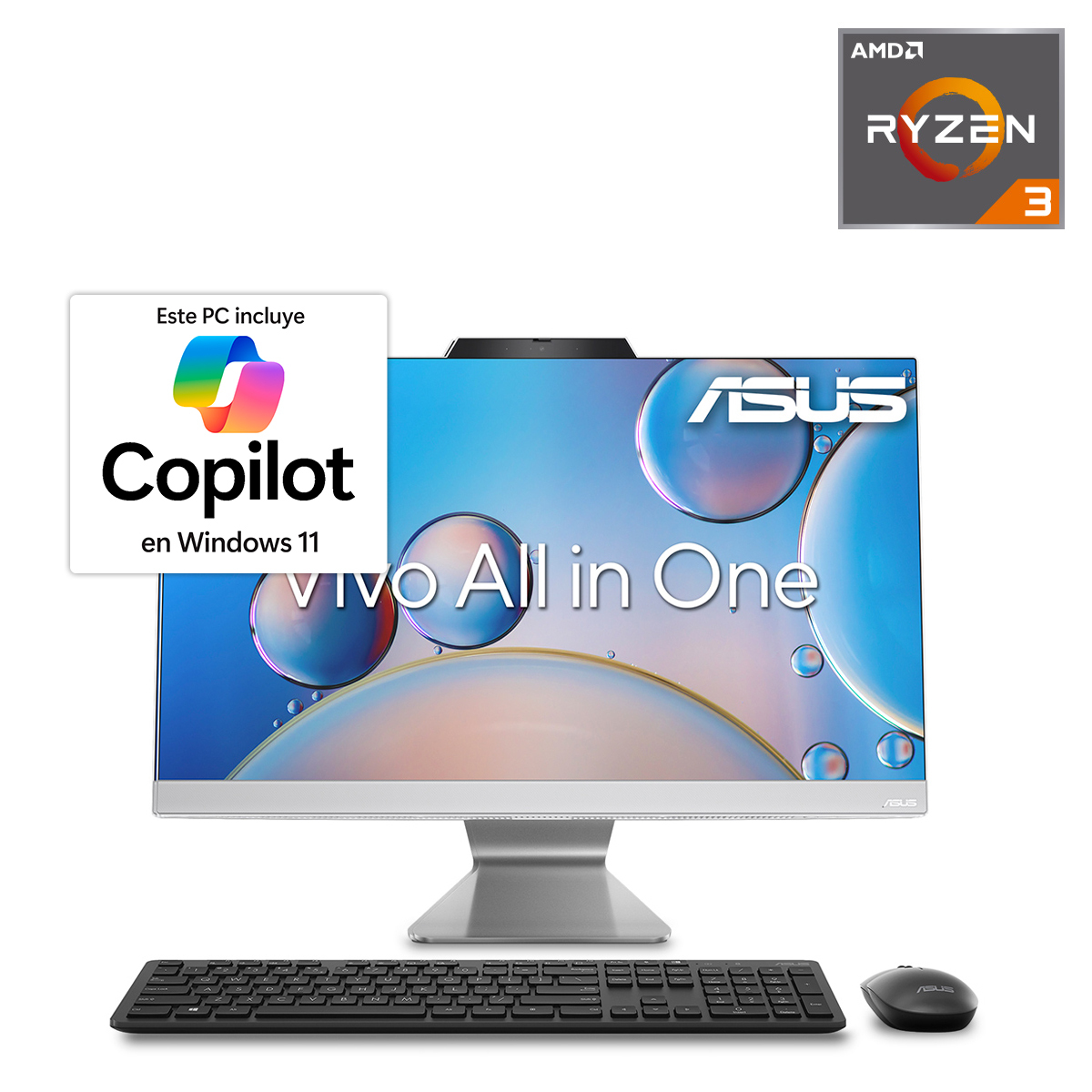 Computadora All in One AIO Asus M3402 AMD Ryzen 3 23.8 pulg. 512gb SSD 8gb RAM Blanco