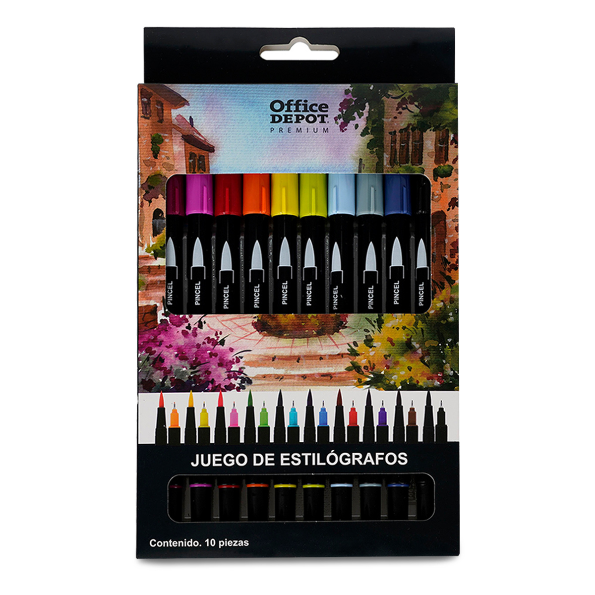 Estilógrafos con Doble Punta Office Depot Premium Colores 10 piezas