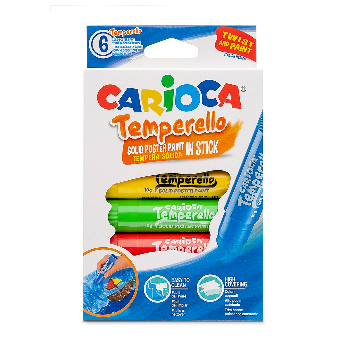 Témpera Solida en Barra Carioca Temperello Colores 6 piezas