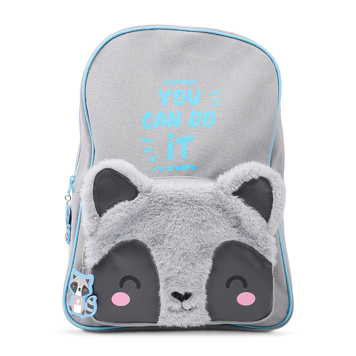 Mochila Escolar Ticher Mapache en Peluche Gris