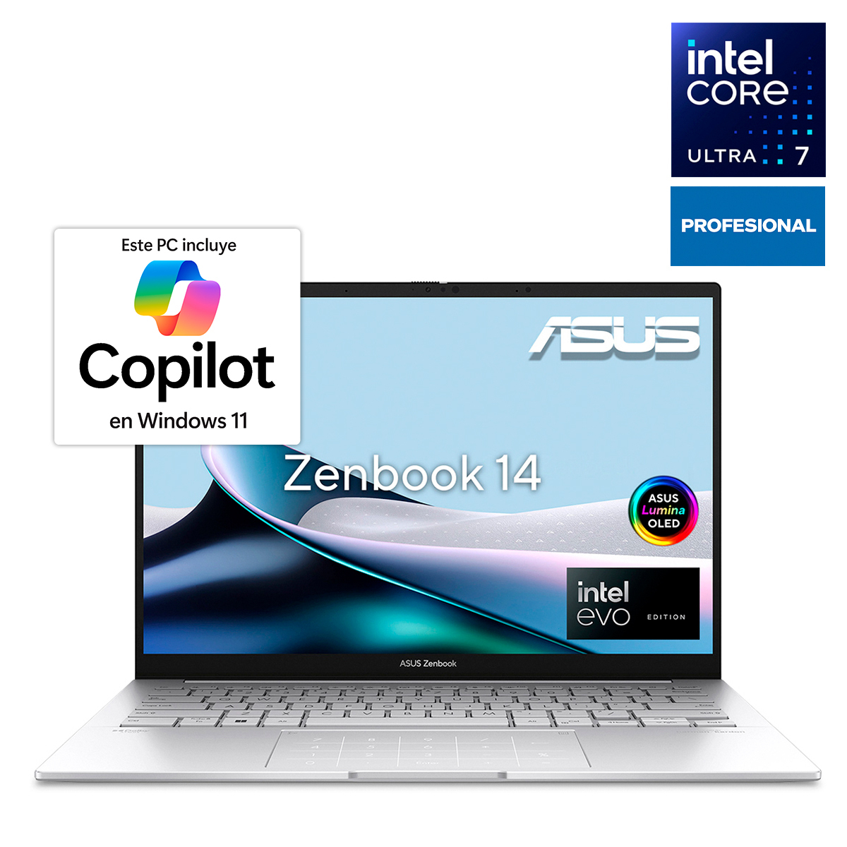 Bundle Laptop Asus Zenbook 14 Oled Intel Core Ultra 7 14 pulg. 1tb SSD 16gb RAM más Sleeve más Adaptador Ethernet