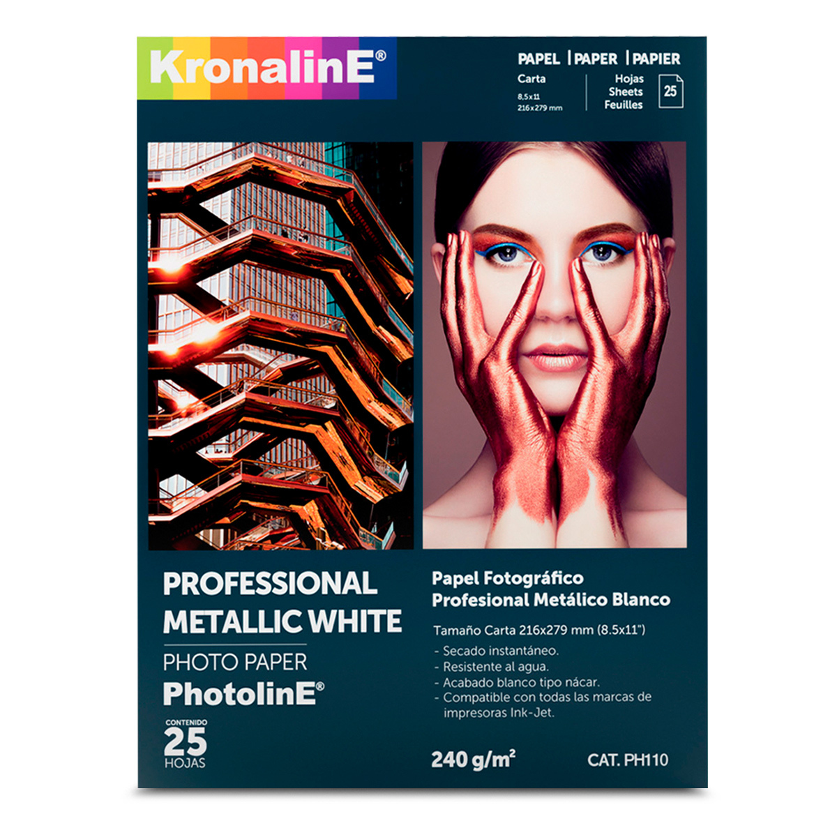 Papel Fotográfico Kronaline Metálico Blanco 25 hojas