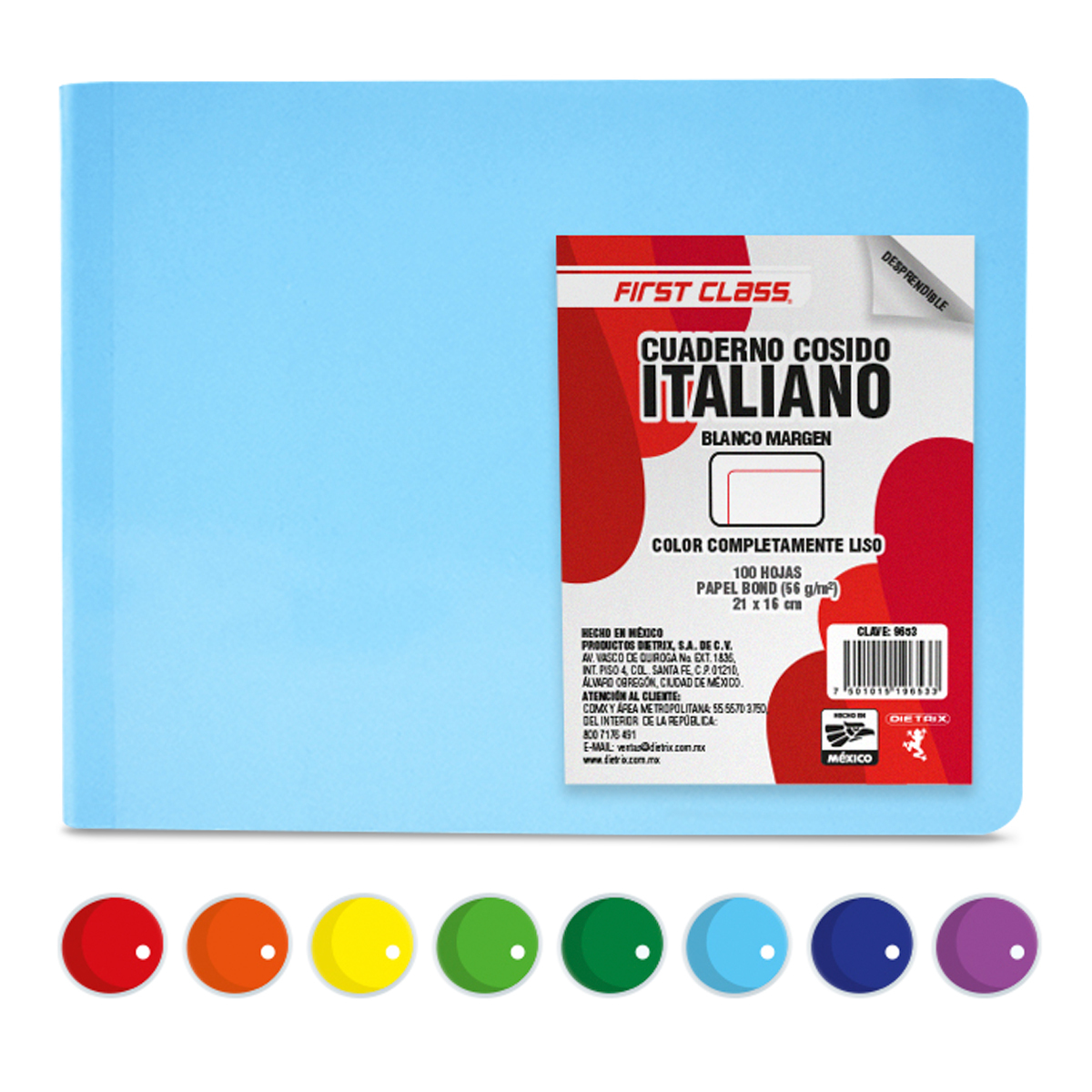 Cuaderno Forma Italiana First Class Blanco Colores 100 hojas 