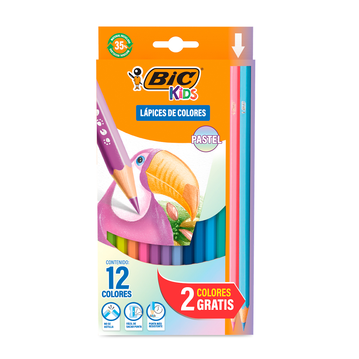 Lápices de Colores Bic Kids Pastel 14 piezas