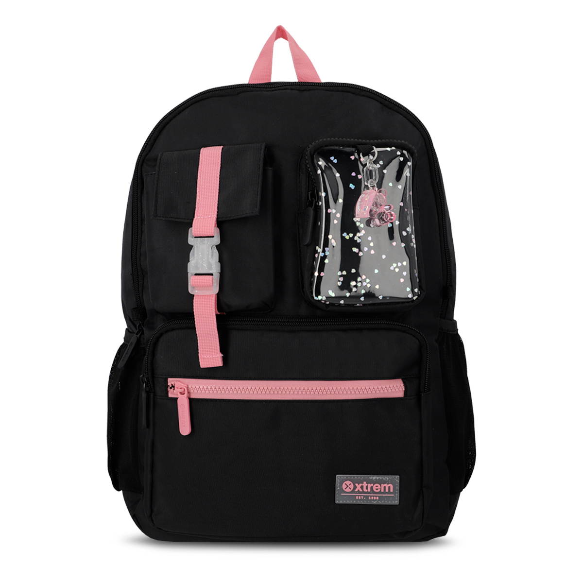 Mochila Escolar Xtrem Cleveland Negro con Rosa 