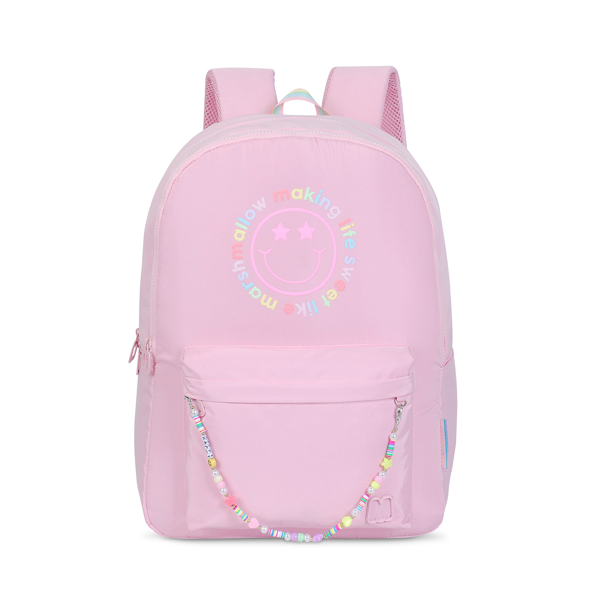 Mochila Escolar Marshmallow Happy Pink Rosa Pastel