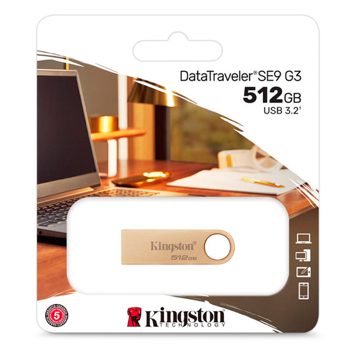 Memoria USB Kingston DTSE9G3 512gb Dorado