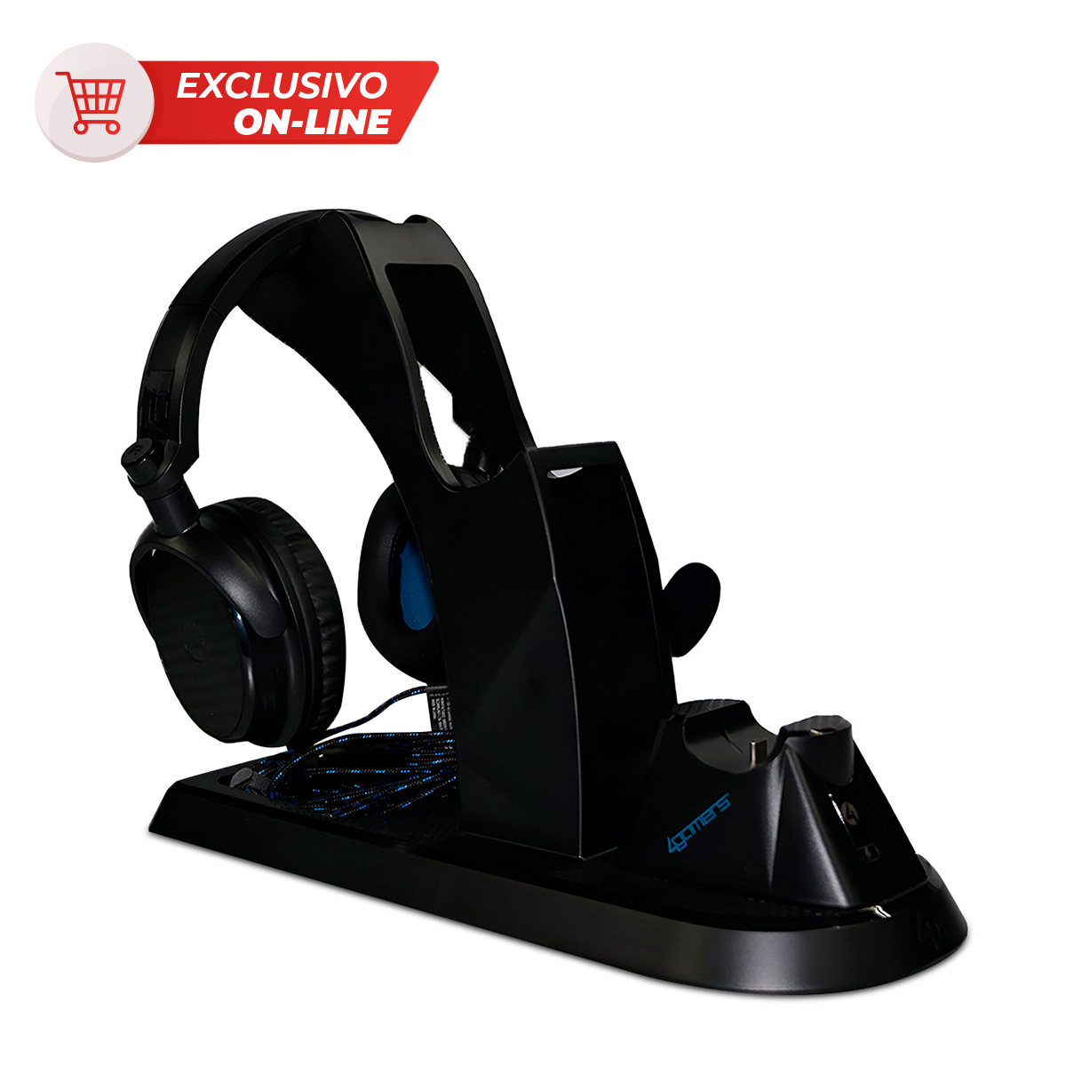 Soporte de Carga para Control PS5 4Gamers UGS-V1 más Audífonos Negro