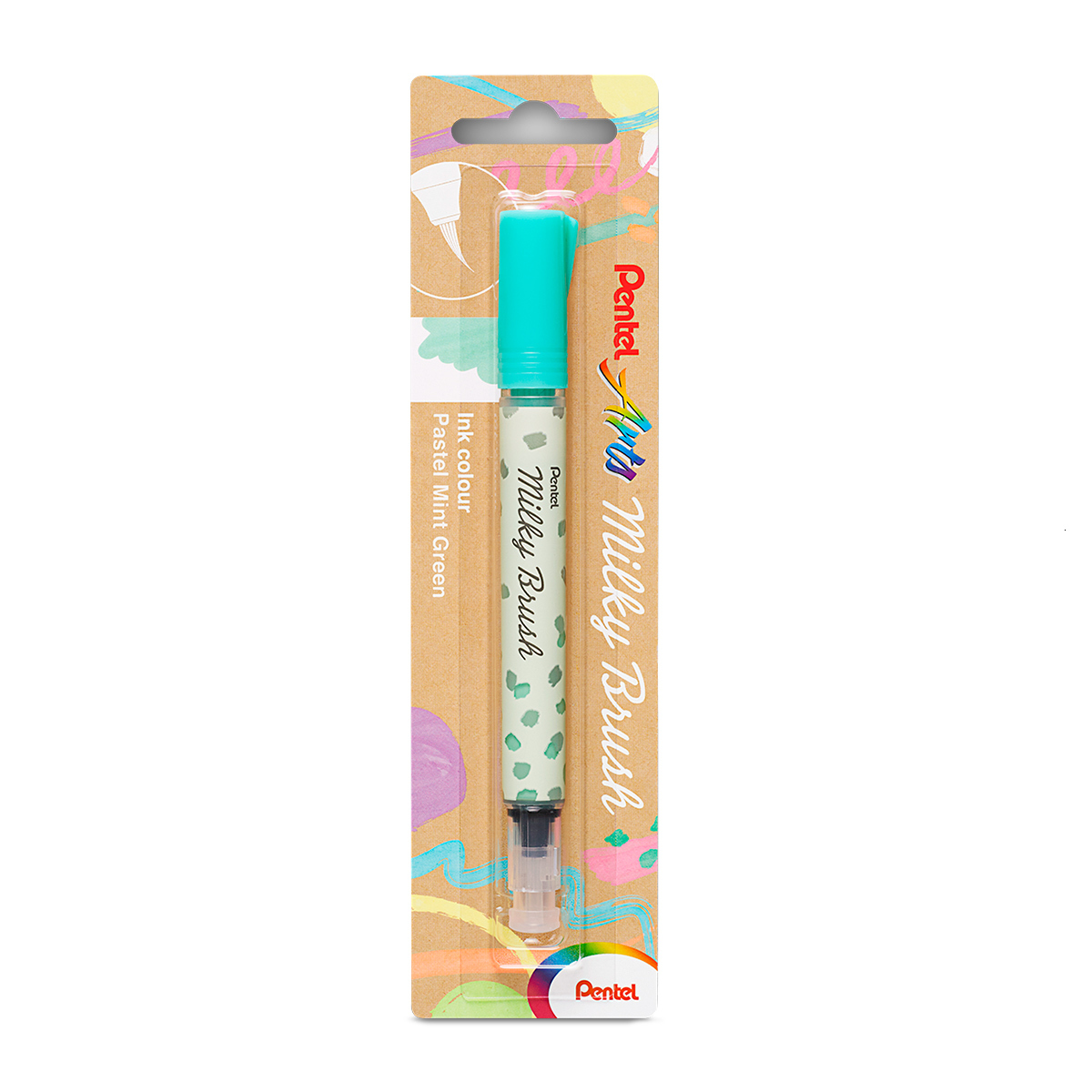 Pincel Redondo Pentel Milky Brush Verde Menta Pastel