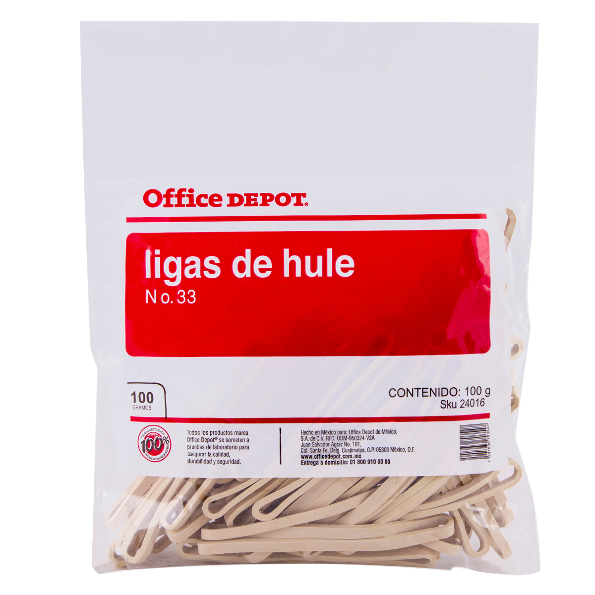 Ligas de Hule No. 33 Office Depot Beige 100 gramos | Office Depot Mexico