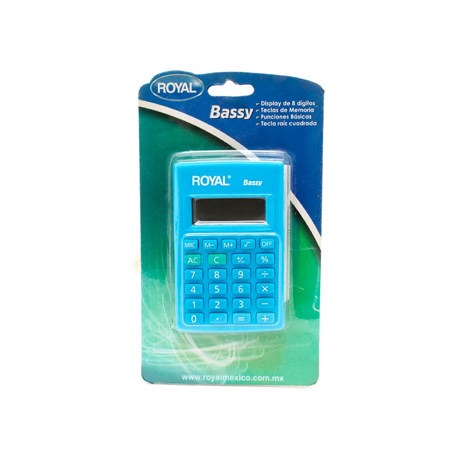 CALCULADORA BASICA ROYAL CAST BASSY (AZUL,8 DIG.) | Office Depot Mexico