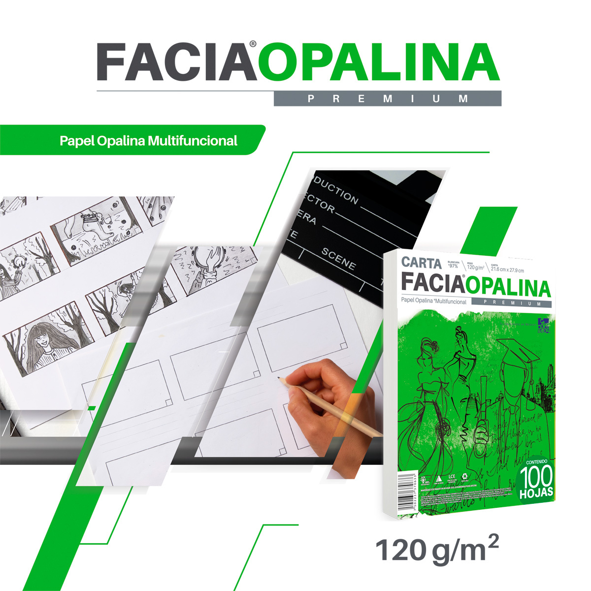 Papel Opalina Copamex Facia Premium Multifuncional 100 hojas Carta Blanco  120 gr | Office Depot Mexico